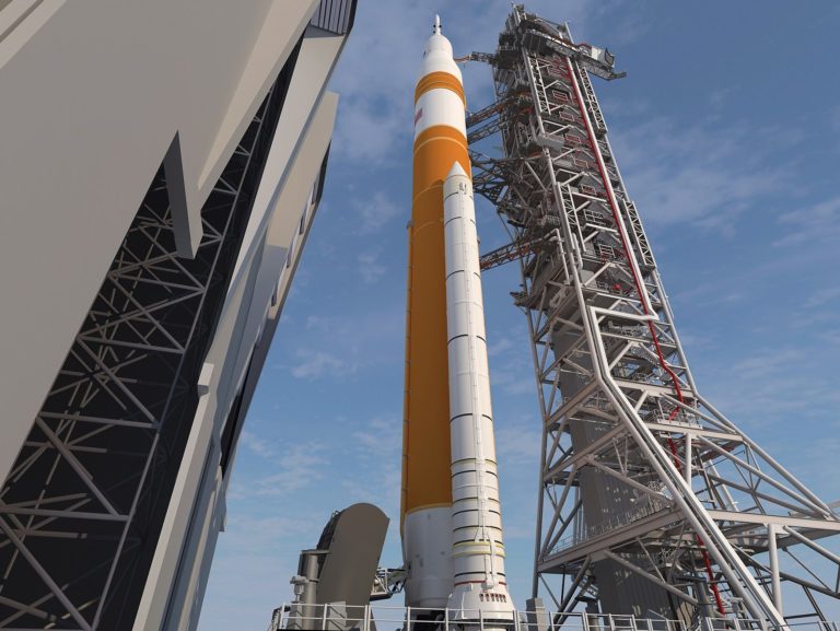 NASAs Space Launch System Rocket Rolls Out e