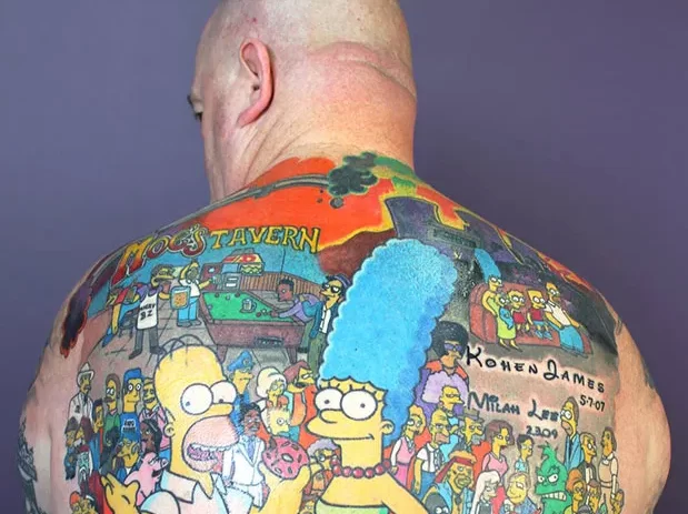 Most tattoos of characters from a single animated series Michael Baxter guinness world records finished view tcm  e