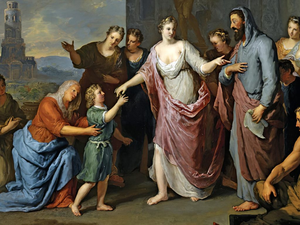 Olympias presenting the young Alexander the Great to Aristotle by Gerard Hoet before  MH e