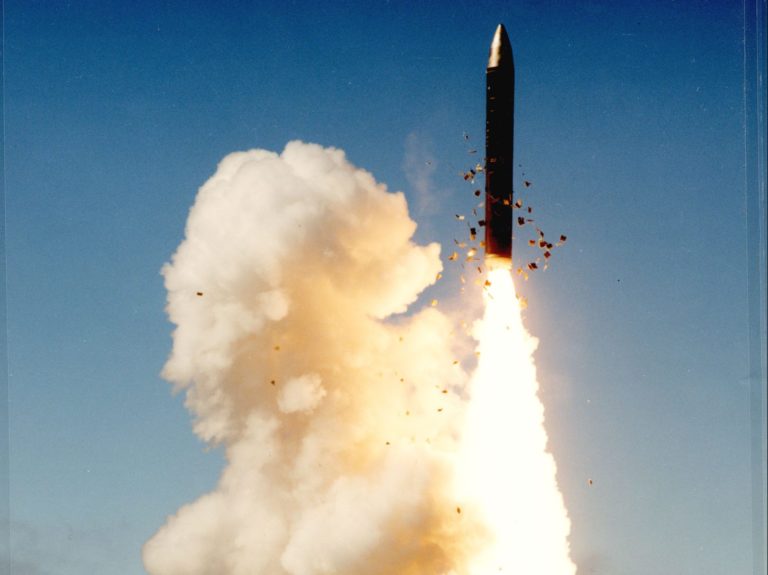 Peacekeeper missile after silo launch e