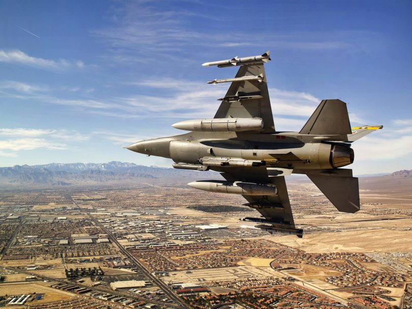 px A USAF F  pilot breaking right on final approach over northern Las Vegas e
