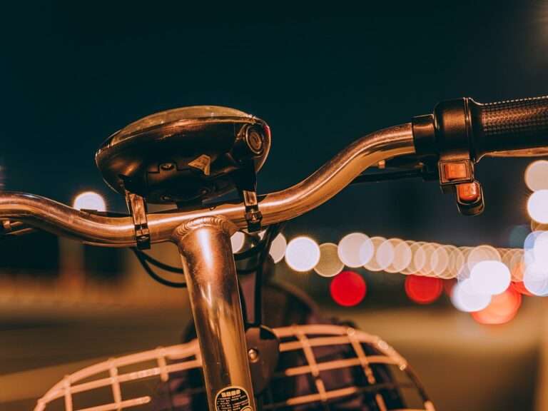 bicycle, night, bokeh