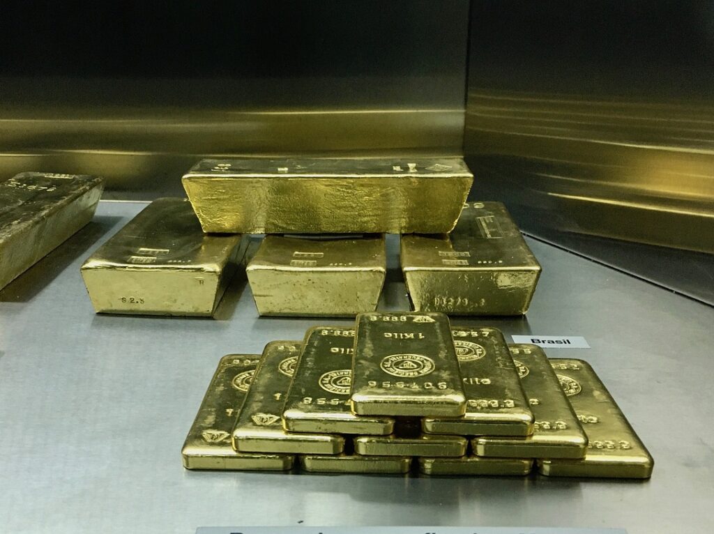 gold, ingot, bank