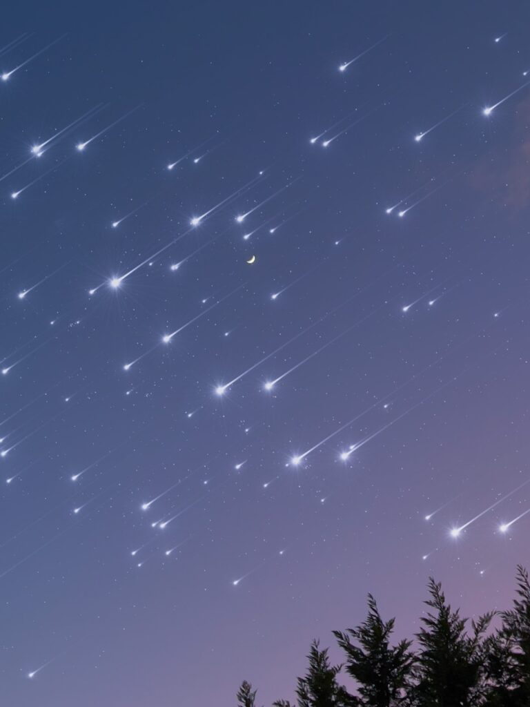 meteor shower, starry sky, sky