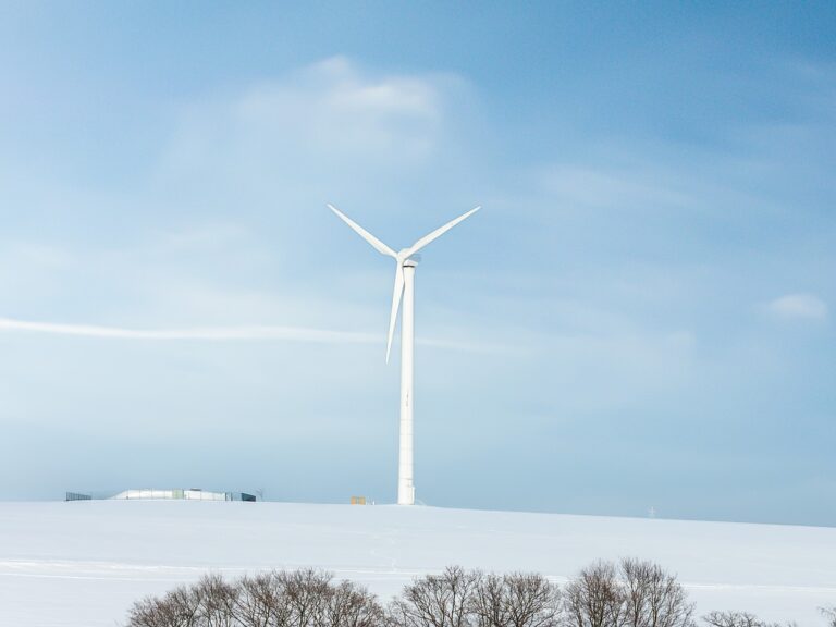 windmill, wind turbine, snow fields
